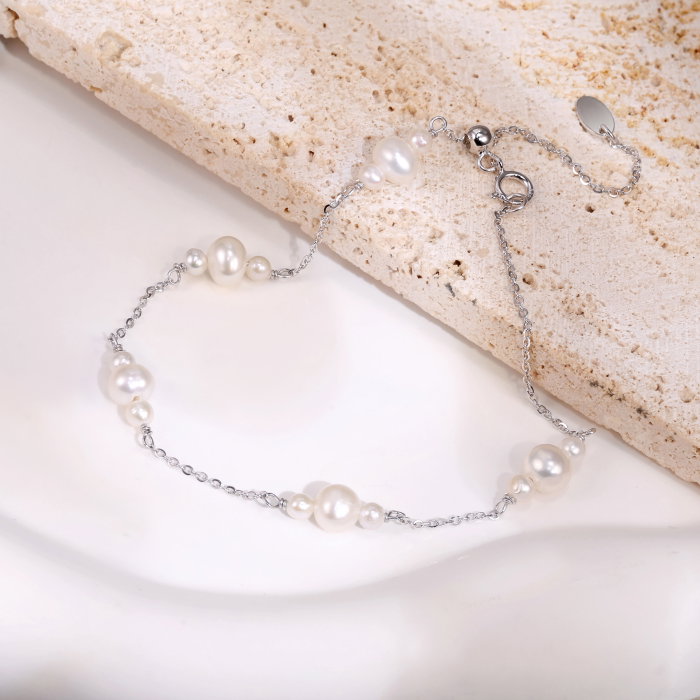 Bratara argint 925 placata cu rodiu cu perle naturale [2]