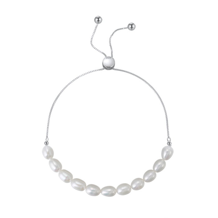 Bratara argint 925 placata cu rodiu cu perle naturale [1]