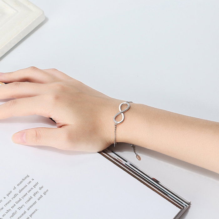 Bratara argint 925 placata cu rodiu cu zirconiu Dragoste Nemarginita [2]