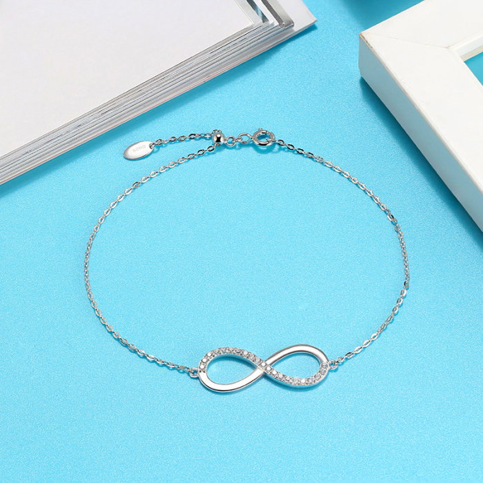 Bratara argint 925 placata cu rodiu cu zirconiu Dragoste Nemarginita [4]