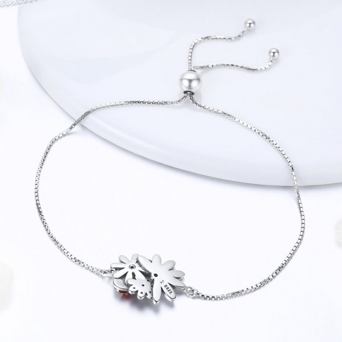 Bratara argint 925 reglabila cu gargarita, floricele si zirconii - Be Lucky BST0039 [3]