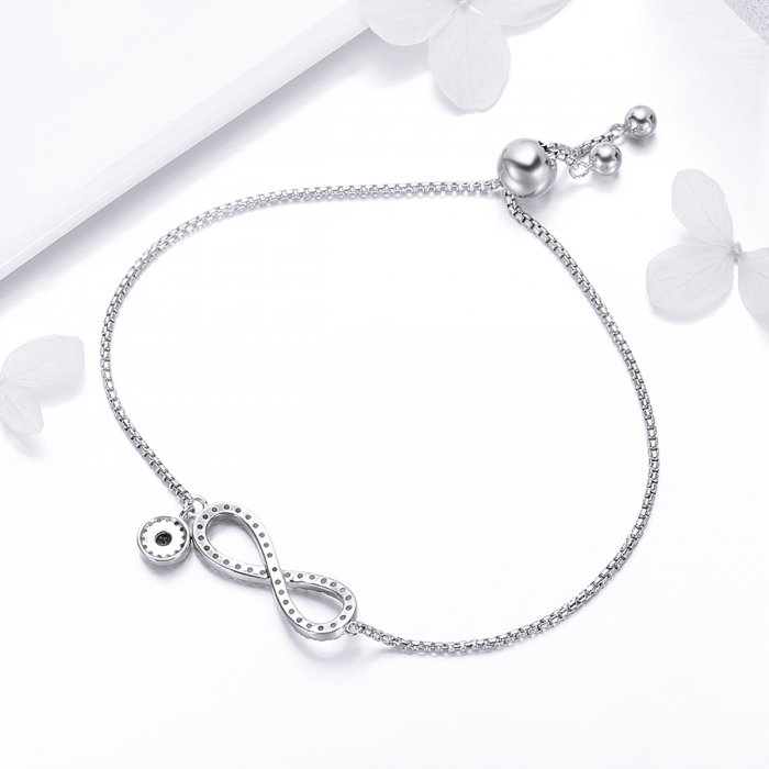 Bratara argint 925 reglabila cu simbolul infinit si zirconii- Infinite You BST0038 [3]
