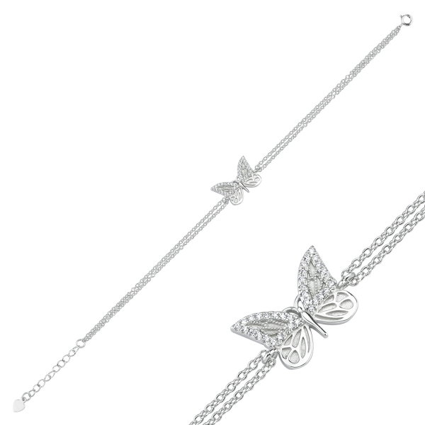 Bratara argint 925 rodiat cu fluturas si zirconii albe - Be Nature BTU0085 [2]