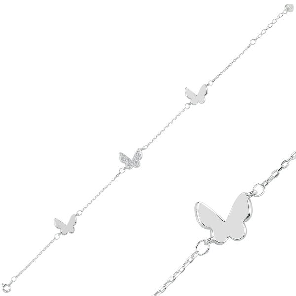 Bratara argint 925 rodiat cu fluturas si zirconii albe - Be Nature BTU0088 [1]