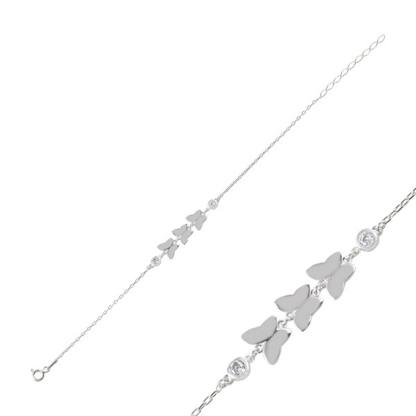 Bratara argint 925 rodiat cu fluturas si zirconii albe - Be Nature BTU0089 [2]