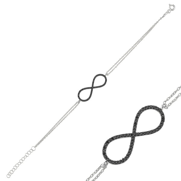 Bratara argint 925 rodiat cu simbolul infinit si zirconii negre - Infinite You BTU0094 [2]