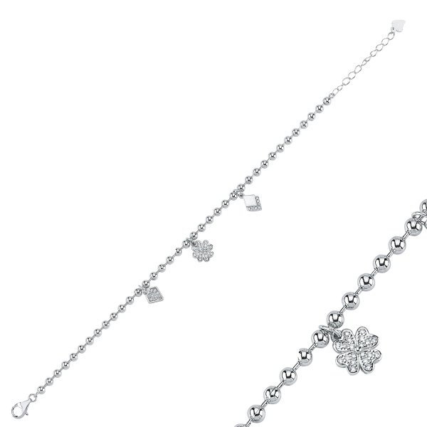 Bratara argint cu trei charmuri trifoi, diamant cu zirconii [2]