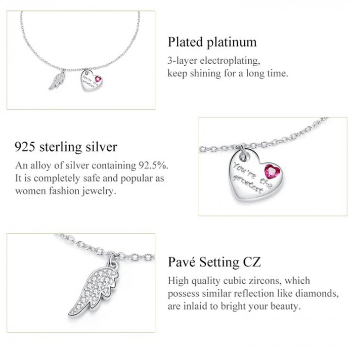 Bratara argint reglabila cu aripa de Inger Protector si inimioara [11]