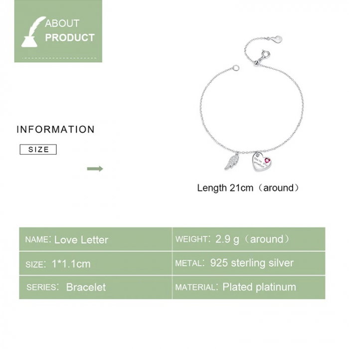 Bratara argint reglabila cu aripa de Inger Protector si inimioara [10]