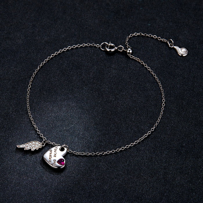 Bratara argint reglabila cu aripa de Inger Protector si inimioara [7]