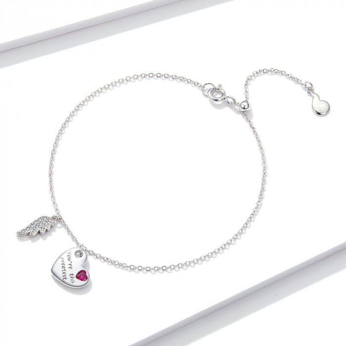 Bratara argint reglabila cu aripa de Inger Protector si inimioara [8]