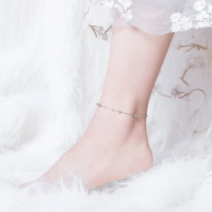 Bratara argint cu bilute pentru glezna [2]