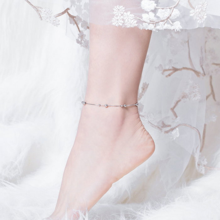 Bratara argint cu bilute pentru glezna [5]