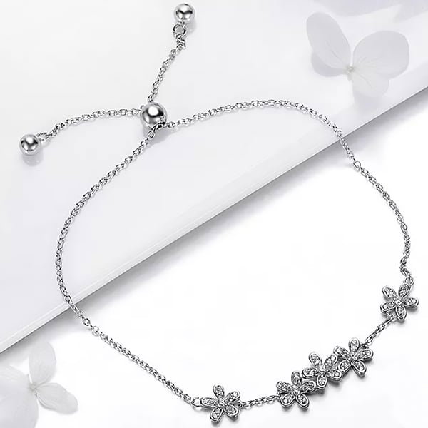 Bratara argint cu flori si cristale [4]