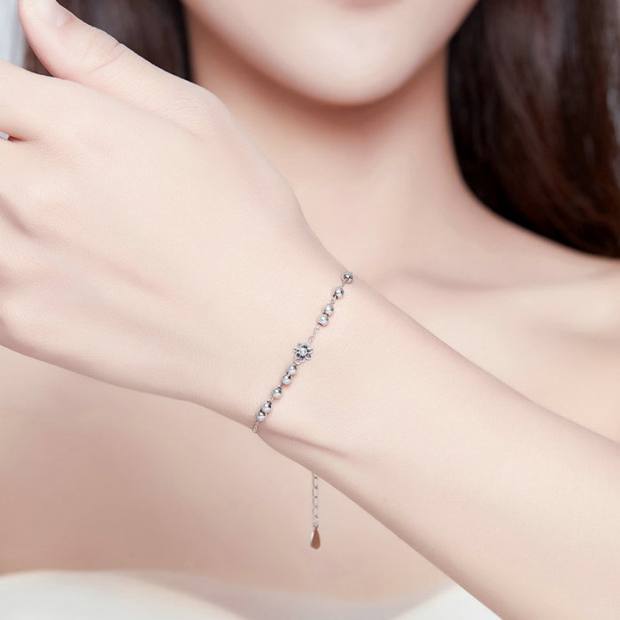 Bratara argint cu floricele si bilute [7]