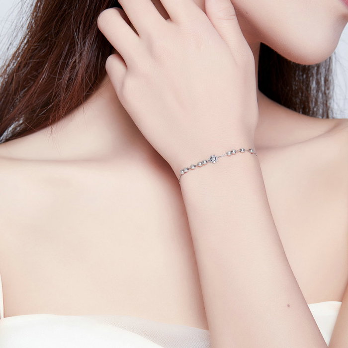 Bratara argint cu floricele si bilute [4]