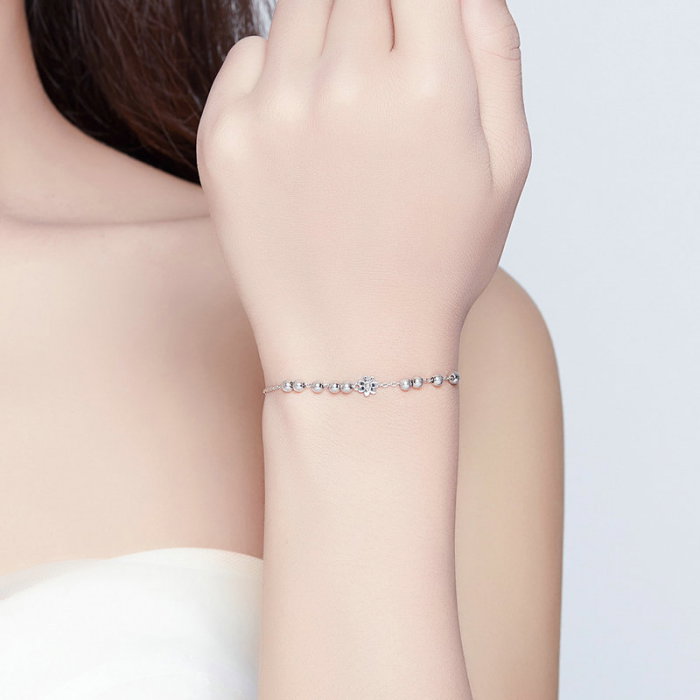 Bratara argint cu floricele si bilute [2]