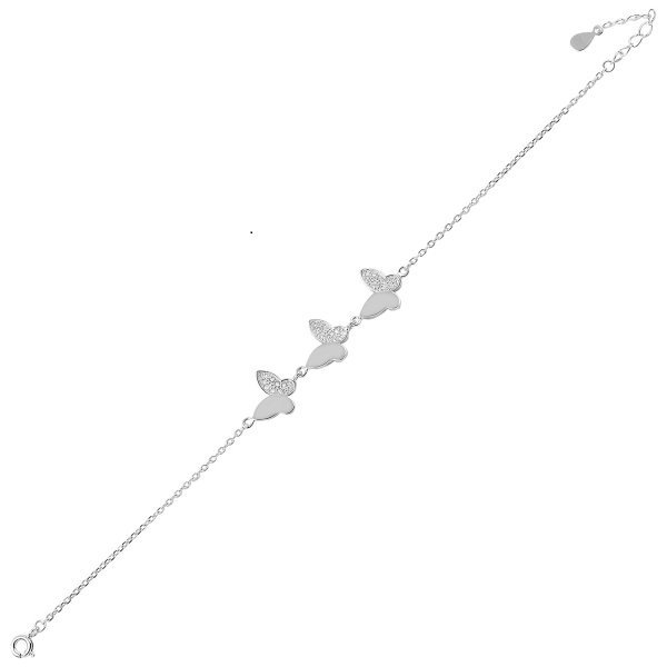 Bratara argint cu trei fluturasi decorati cu zirconii [1]