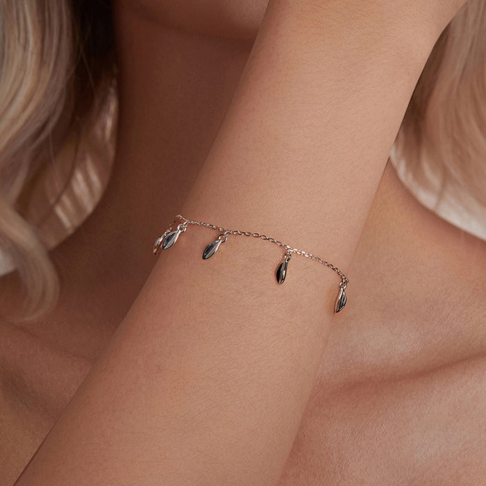 Bratara argint cu frunze [6]