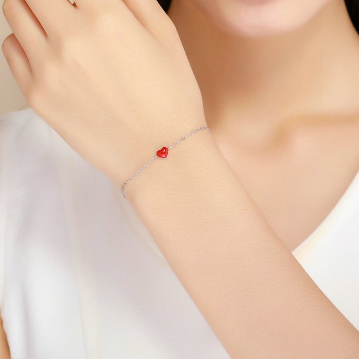 Bratara argint cu inimioara  placata cu rodiu [7]