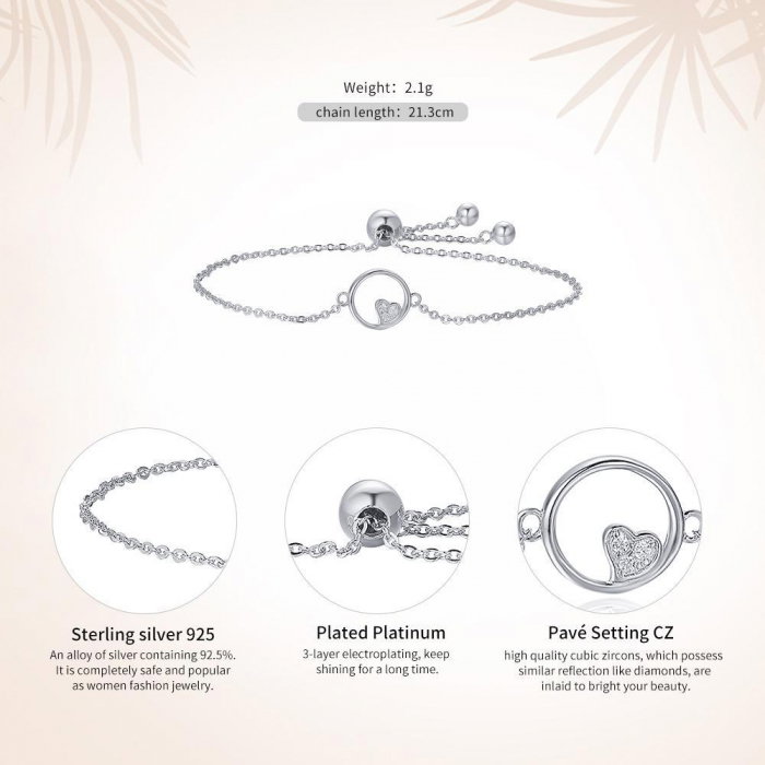 Bratara argint cu inimioara  placata cu rodiu [3]