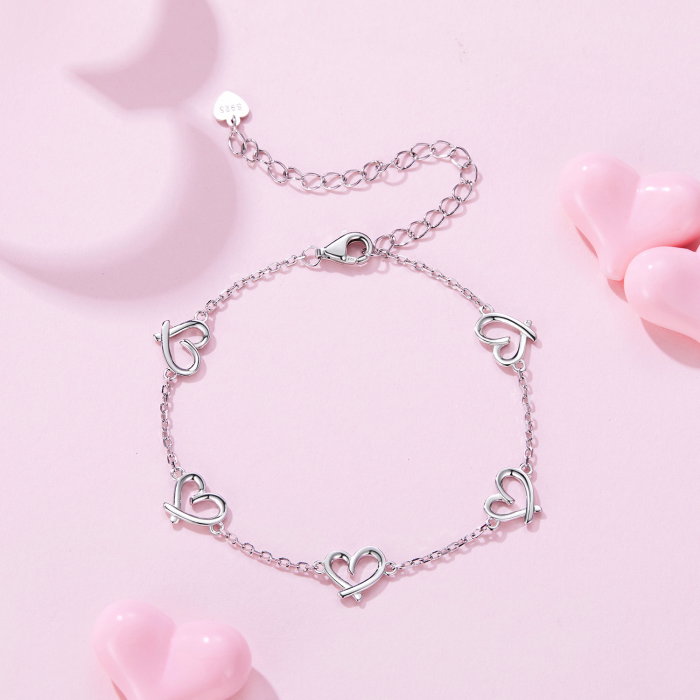 Bratara argint cu inimioare [5]