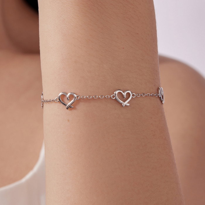 Bratara argint cu inimioare [2]
