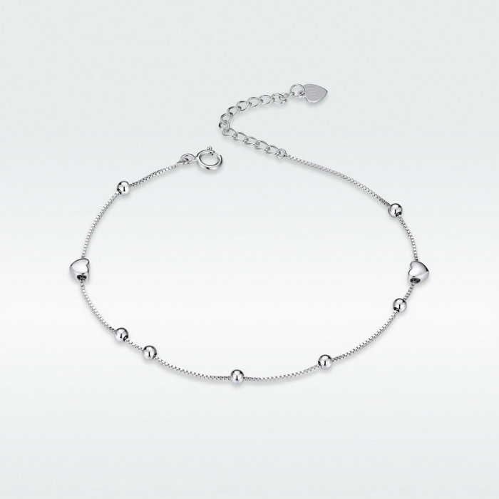 Bratara argint cu inimioare si bilute placata cu rodiu [8]