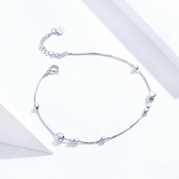 Bratara argint cu inimioare si bilute placata cu rodiu [3]