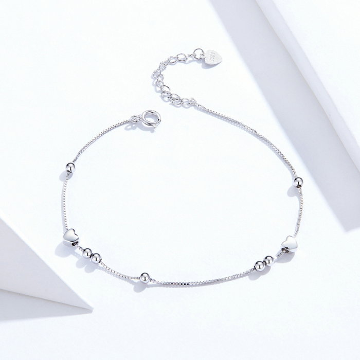 Bratara argint cu inimioare si bilute placata cu rodiu [5]