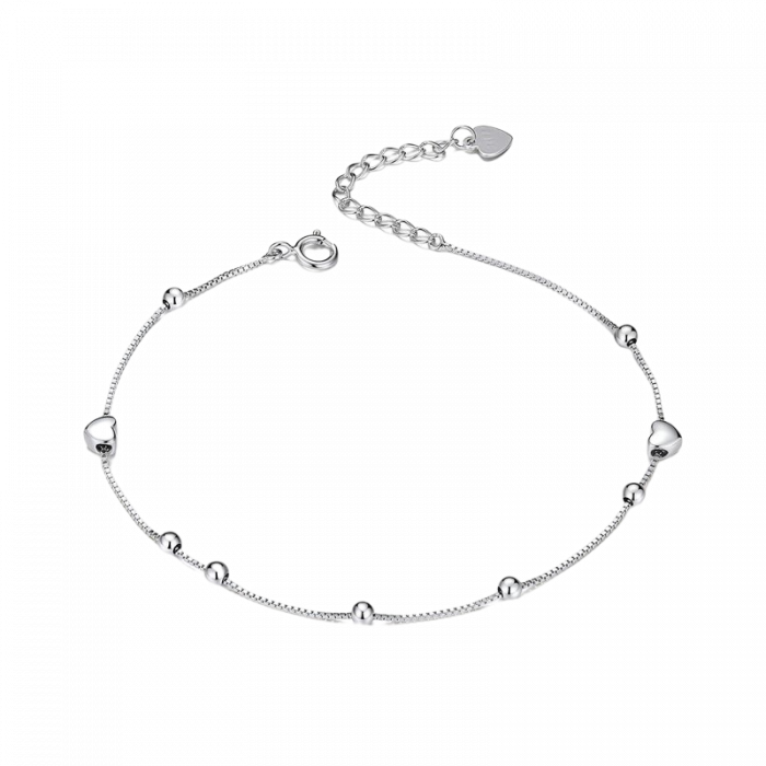 Bratara argint cu inimioare si bilute placata cu rodiu [1]