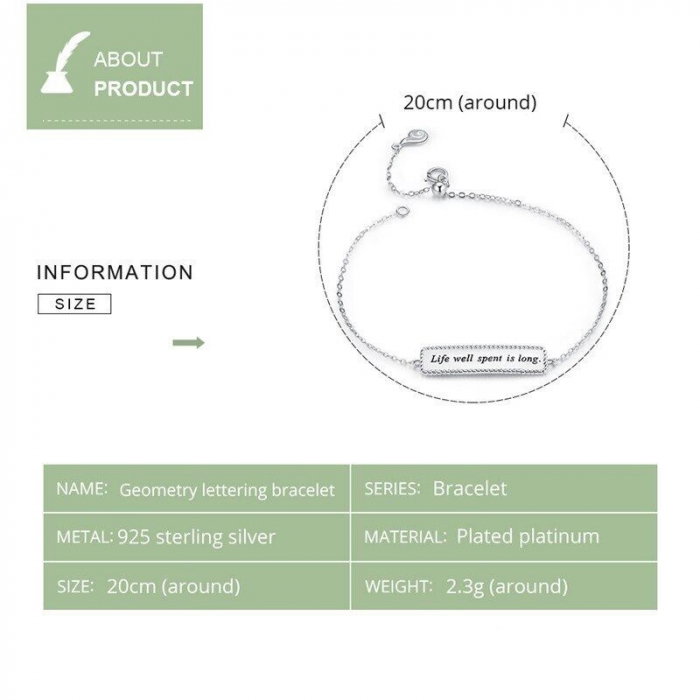 Bratara argint cu mesaj intelept Life well spent long [4]