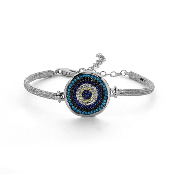 Bratara argint cu ochi horus din zirconii colorate  placat cu rodiu - BTU0134 [1]