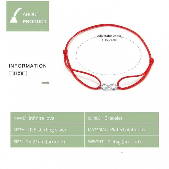 Bratara cu snur rosu si talisman argint infinit cu zirconii albe [3]