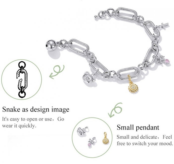 Bratara argint cu zale mari si inimioara [4]