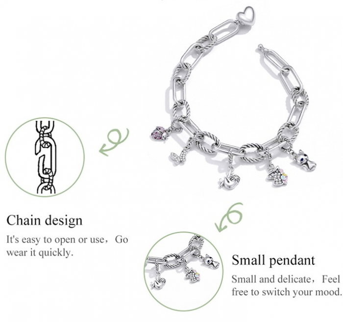 Bratara argint cu zale mari si inimioara [4]