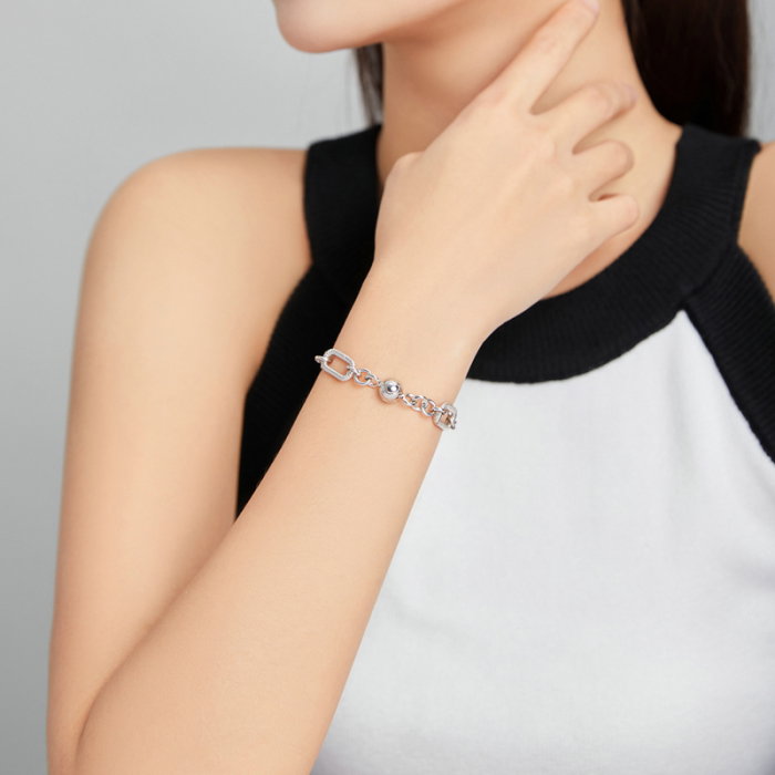 Bratara argint cu zale mari si inimioara [2]