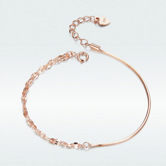 Bratara argint Dual Chain placata cu aur roz [5]