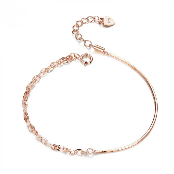 Bratara argint Dual Chain placata cu aur roz [1]