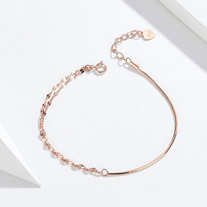 Bratara argint Dual Chain placata cu aur roz [6]