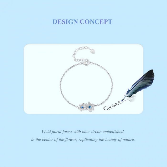 Bratara argint floari albastre [9]