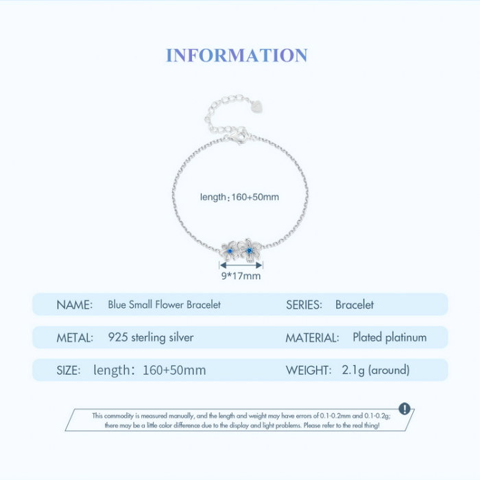 Bratara argint floari albastre [12]