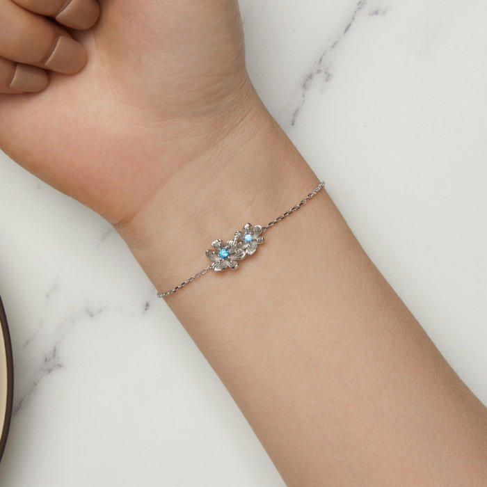 Bratara argint floari albastre [8]