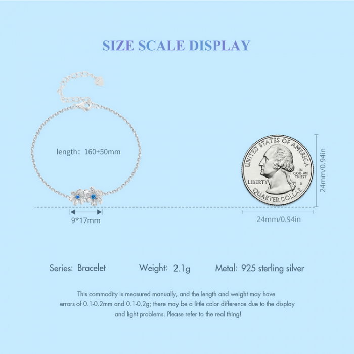 Bratara argint floari albastre [13]