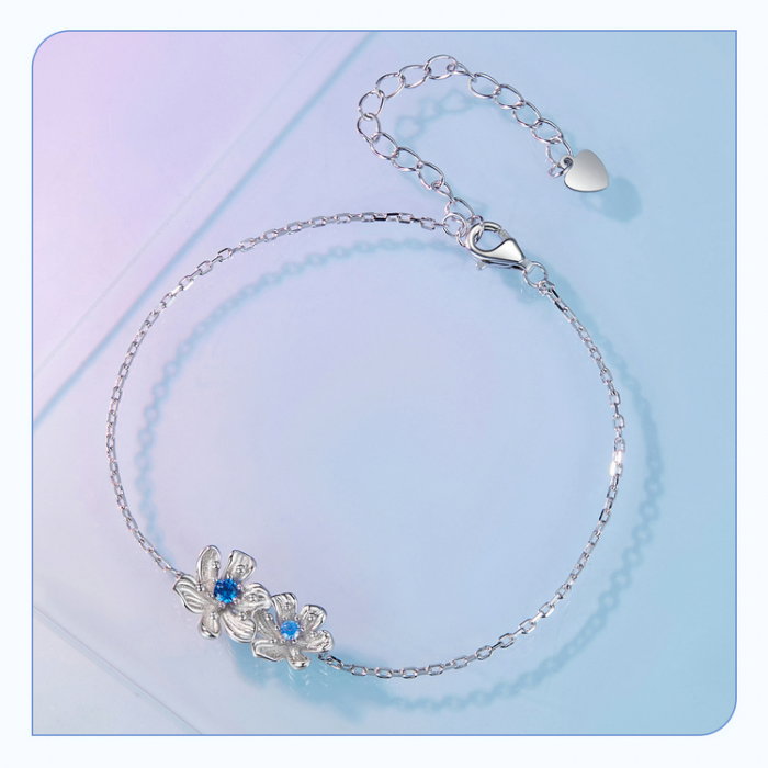 Bratara argint floari albastre [15]