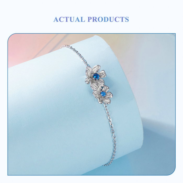 Bratara argint floari albastre [14]