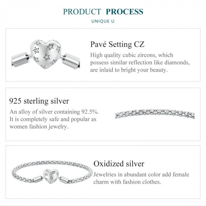 Bratara argint inima cu stelute [10]