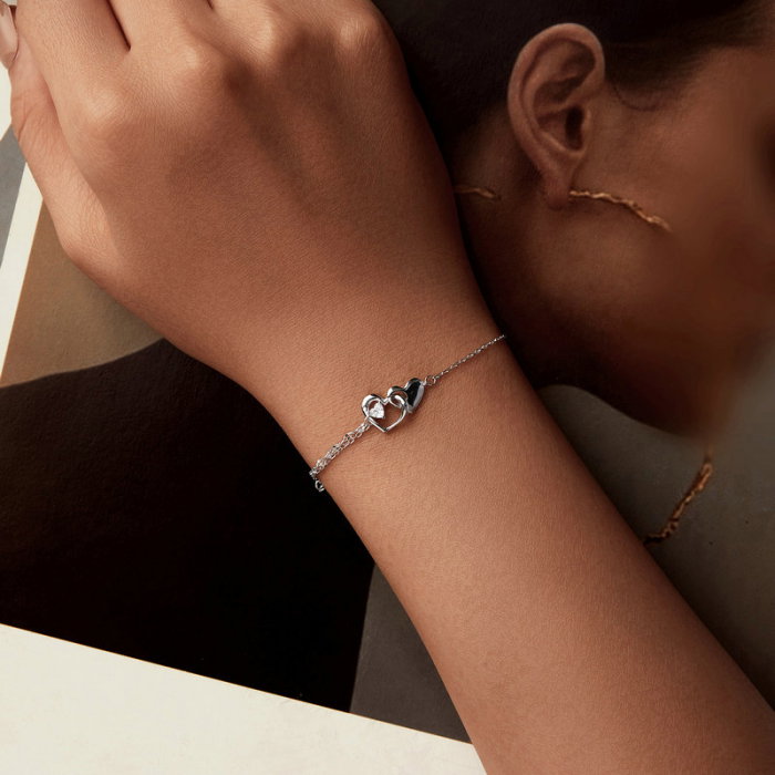 Bratara argint inimi impreunate [8]