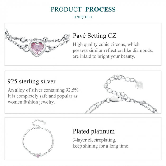 Bratara argint lant dublu in forma de inima [8]