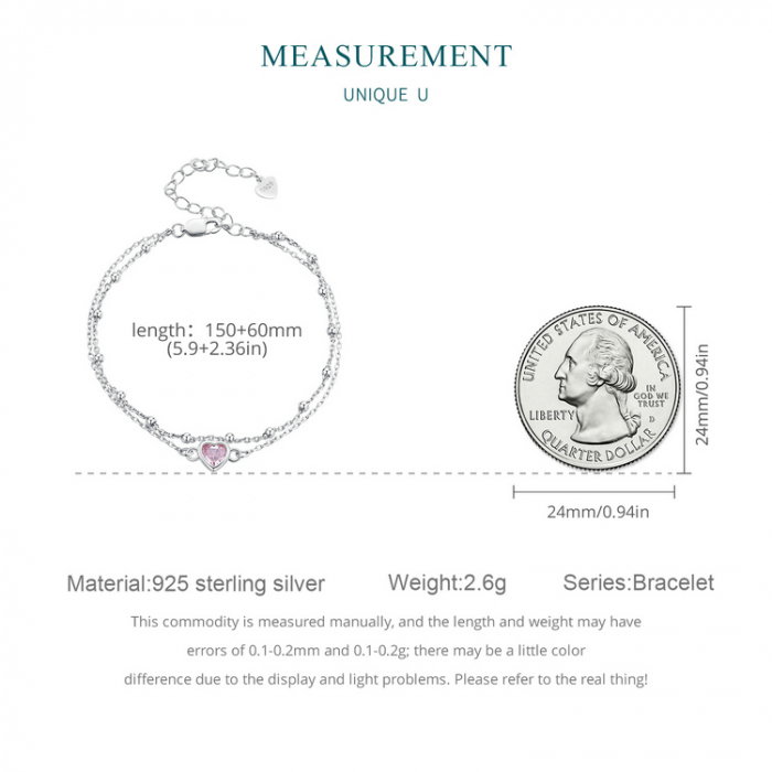 Bratara argint lant dublu in forma de inima [10]
